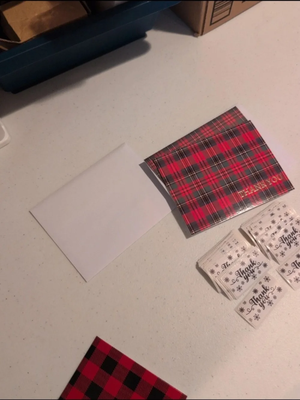 Pair of Christmas And Winter Thank You Cards And Stickers
